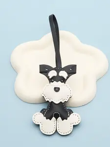 1pc PU Mini Schnauzer Dog Keychain Charm Bag Pendant, DIY Accessories for Wallet & Phone, Cute Key Holder Decoration