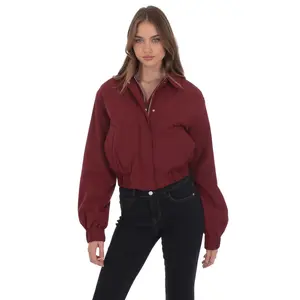 Collared Bomber Jacket in Burgundy