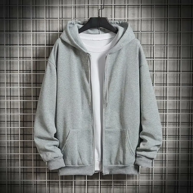 Cardigan Zipper Hoodie Grey Velvet