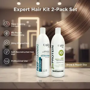 Expert Hair Kit Deep Cleaning Shampoo & Bio Protein Restructuring Cream 2X1L/2X33.8 fl.oz for Shiny Aligned Soft Reconstructed Hair
