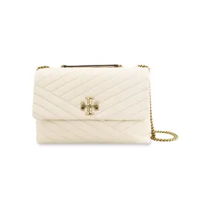 Tory Burch Kira Convertible Shoulder Bag with Chevron Quilting and Chain Strap in Cream White for Women
