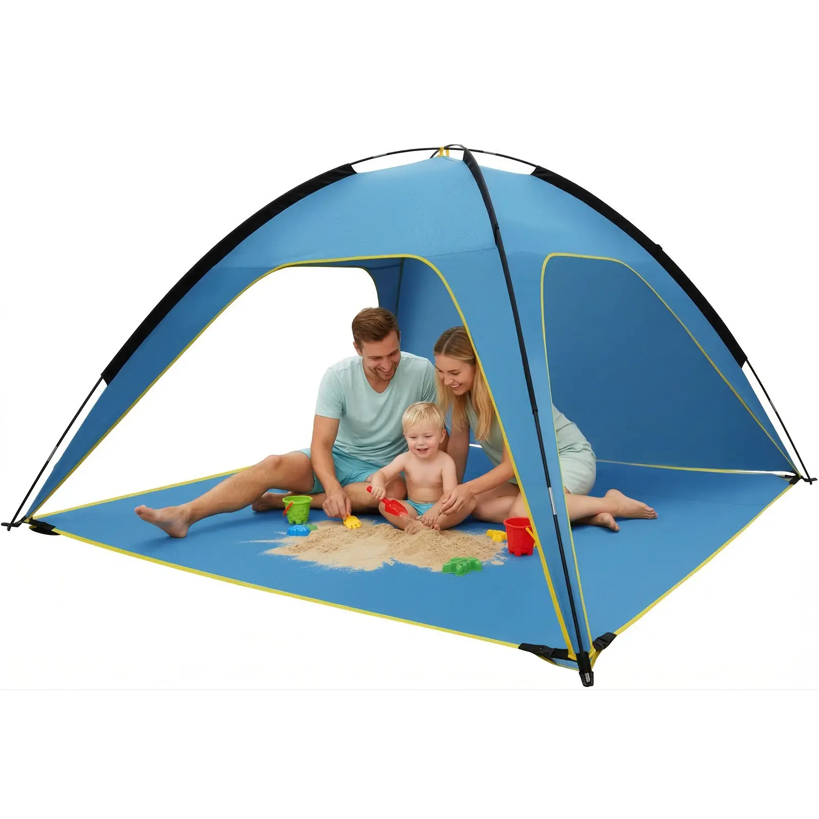 Beach Tent 3-4 Person UPF 50+ Anti-UV Protection, Lightweight Quick Setup Beach Canopy, Portable Cabana with Ground Pegs