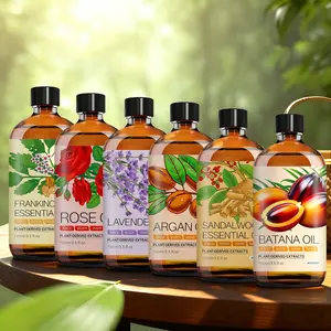 AUOSBNK essential oil set -6 major mixed essential oils, moisturizing, quick absorption, body care, used on face, body, hands and feet, (nuts, roses, lavender, batana oil, frankincense, sandalwood essential oils) -100ML