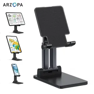 ARZOPA CellPhone Folding Stand, Adjustable & Foldable Sturdy Holder for Desk Smartphone Accessories Compatible iPhone, iPad, Portable Monitor 7"-15.6"