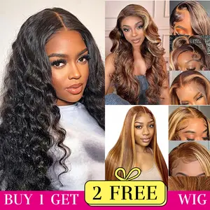 TU【Combo sale 28"&22"&22"】" buy 1 get 3 wig'' 13x4 Deep Wave & Body Wave & Straight Lace Front Wigs Human Hair 180% Density Human Hair Wigs for Black Women