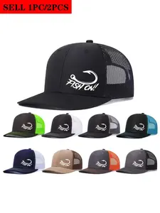 2pcs/1pc Unisex Baseball Cap Fishing Printing Hat Mesh Hats for Mens Women Richardson Slightly Curved Brim Baseball Cap Adjustable Trucker Hats Dad Hats Outdoor Mesh Breathable Sun Hat Printed Trucker Hat Summer Outdoor Hat
