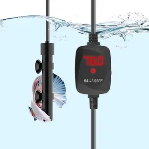 Super Mini Aquarium Heater Alumina Ceramic Betta Heater Adjustable Submersible Fish Heater Small Fish Tank Heater Turtle Heater with Digital Display Thermostat