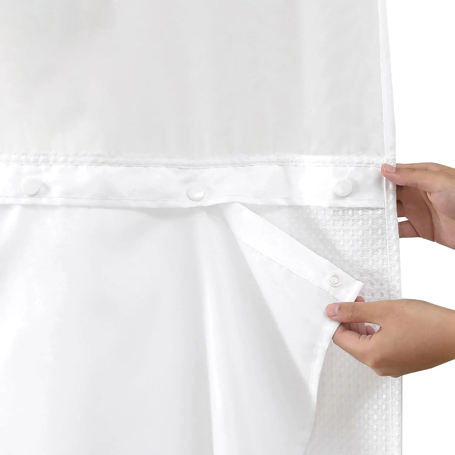 1 Pack Extra Long Polyester Fabric Magnetic Shower Curtain Liner Replacement - 70x66in, No-Hook Compatible, Removable, Water-Repellent, Corner Magnets, Washable