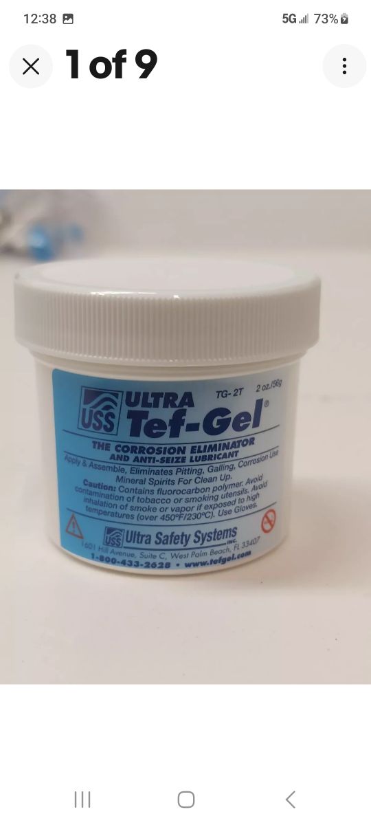 TG-02 Ultra Tef-Gel   Corrosion Eliminator And Anti-Seize Lubrican 2oz Tub
