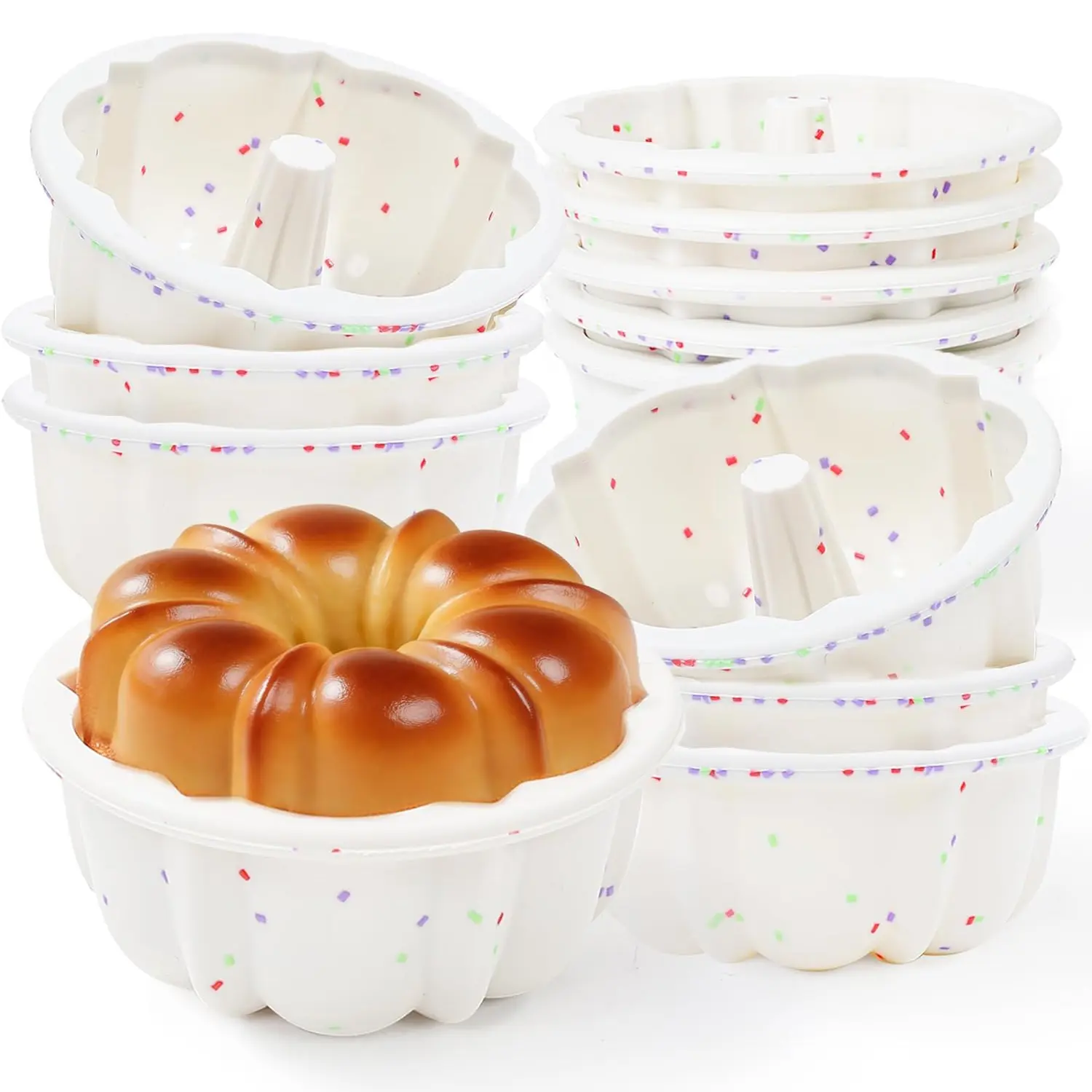4 Inch Silicone Mini Fluted Tube Cake Pans with Metal Frame, Nonstick Mini Flan Molds for Baking, BPA Free – Individual Reusable Jello Mold for Small Business or Home Baker
