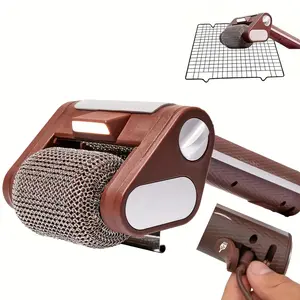 Brushless rotating grill brush with LED light and longer battery life, wireless/rechargeable, 304 stainless steel power rollers easily remove burnt food, bristle-free design, no preheating required, 350 RPM rotation speed