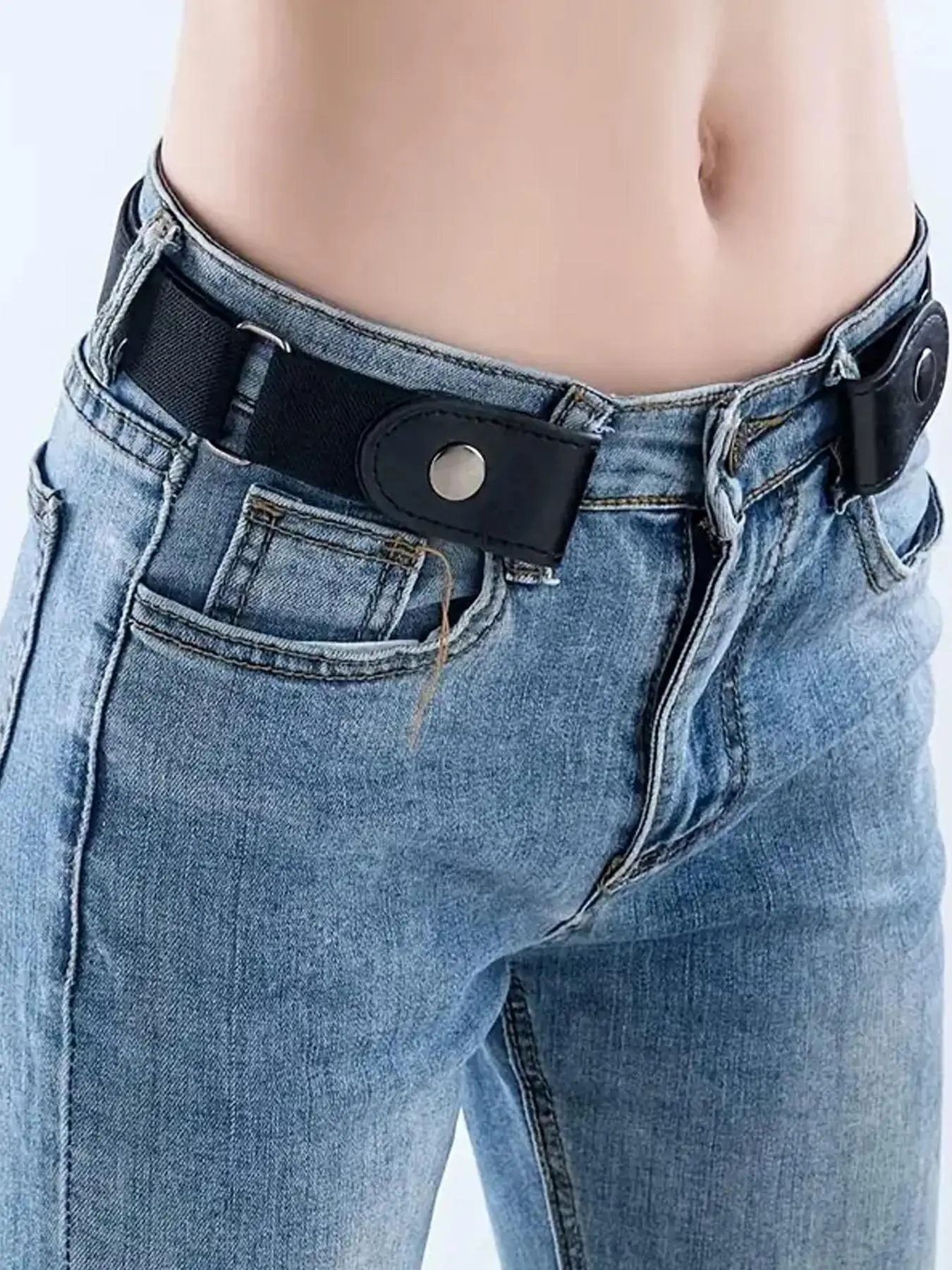Minimalist Solid Color Buckle-Free Belt, Fashion Adjustable Belt for Jeans Trousers, Clothes Accessories