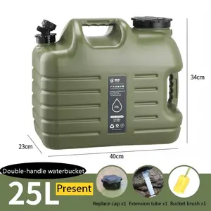 Portable Square Green Water Tank Large Capacity Outdoor Camping Hiking Picnic Water Storage Jug with Spigot