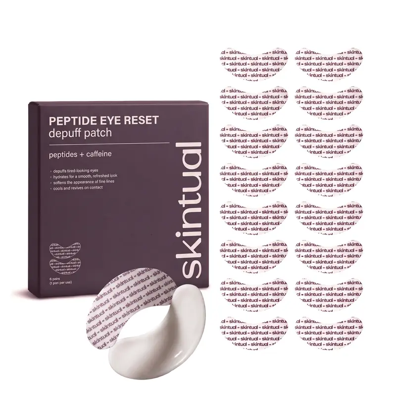 Under Eye Patches for Dark Circles, Puffiness & Bags | Peptide + Caffeine Depuffing Eye Masks | Cooling Hydrogel Gel Pads for Puffy Eyes & Fine Lines | Korean Skincare, 8 Pairs