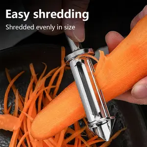 Vegetable Peeler,Stainless Steel 2 in 1 Julienne Vegetable Peeler,Ultra Sharp Potato Peelers for Kitchen, Premium Veggie Fruit Peeler, Carrot Peeler, Rotary Serrated Blade, Thickened Non-Slip Ergonomic Handle