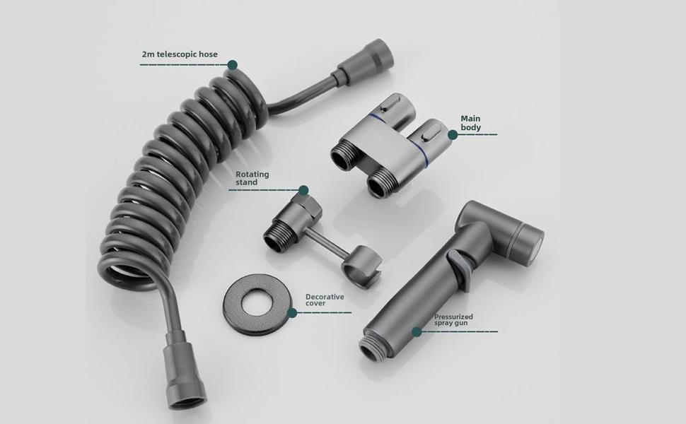 Handheld Dual Nozzle Bidet Sprayer with Double Outlet Valve, Modern Bidet Attachment for Toilet, Bathroom Handheld Dual Nozzle Bidet Sprayer with Double Outlet Valve, Modern Bidet Attachment for Toilet, Bathroom