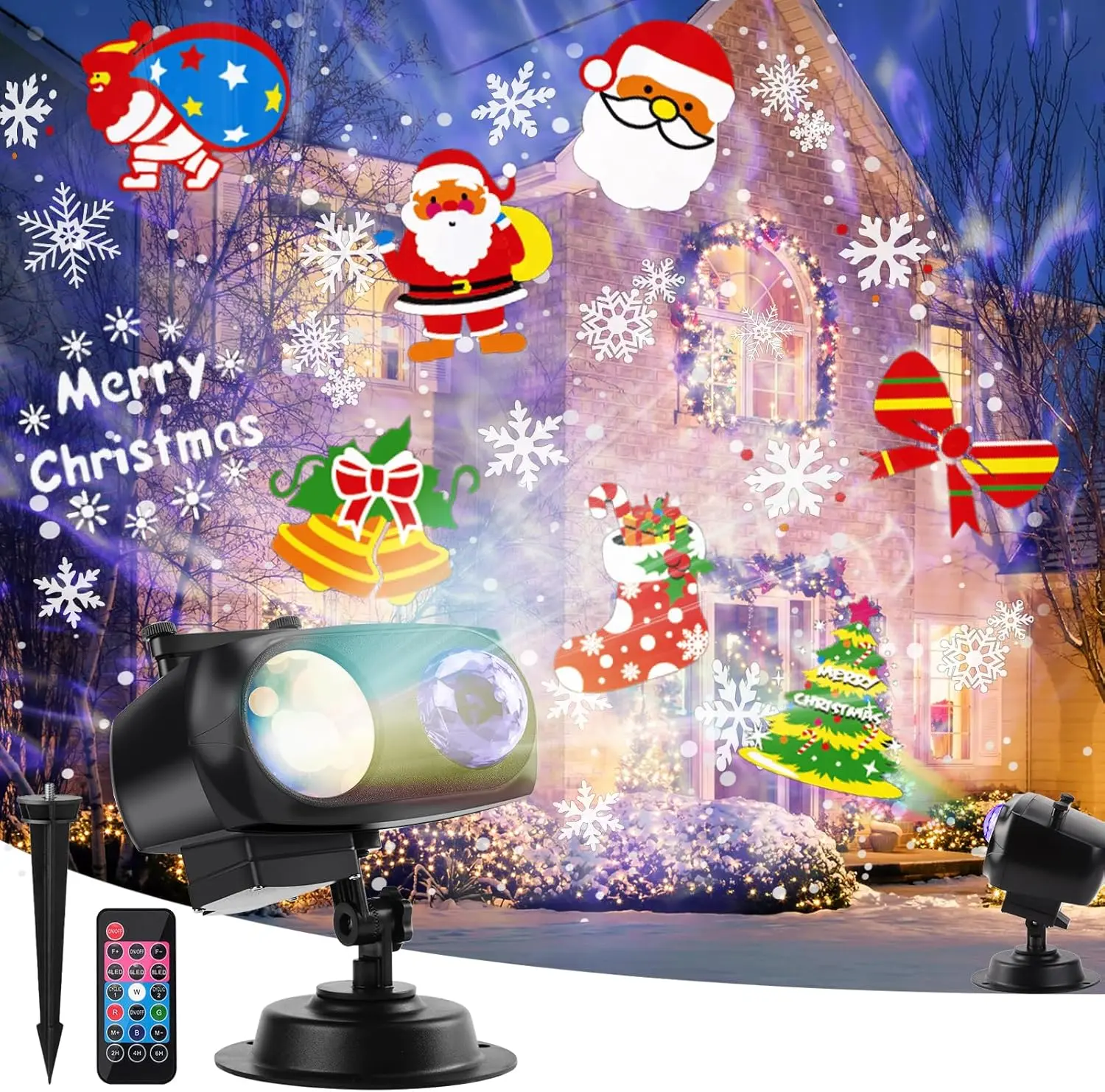 Halloween Projector Outdoor, Christmas Projector Holiday Projector Lights with Remote Control  Outdoor Indoor Xmas Theme Party Yard Garden Decorations with 14 Slides 10 Colors 8 Picture