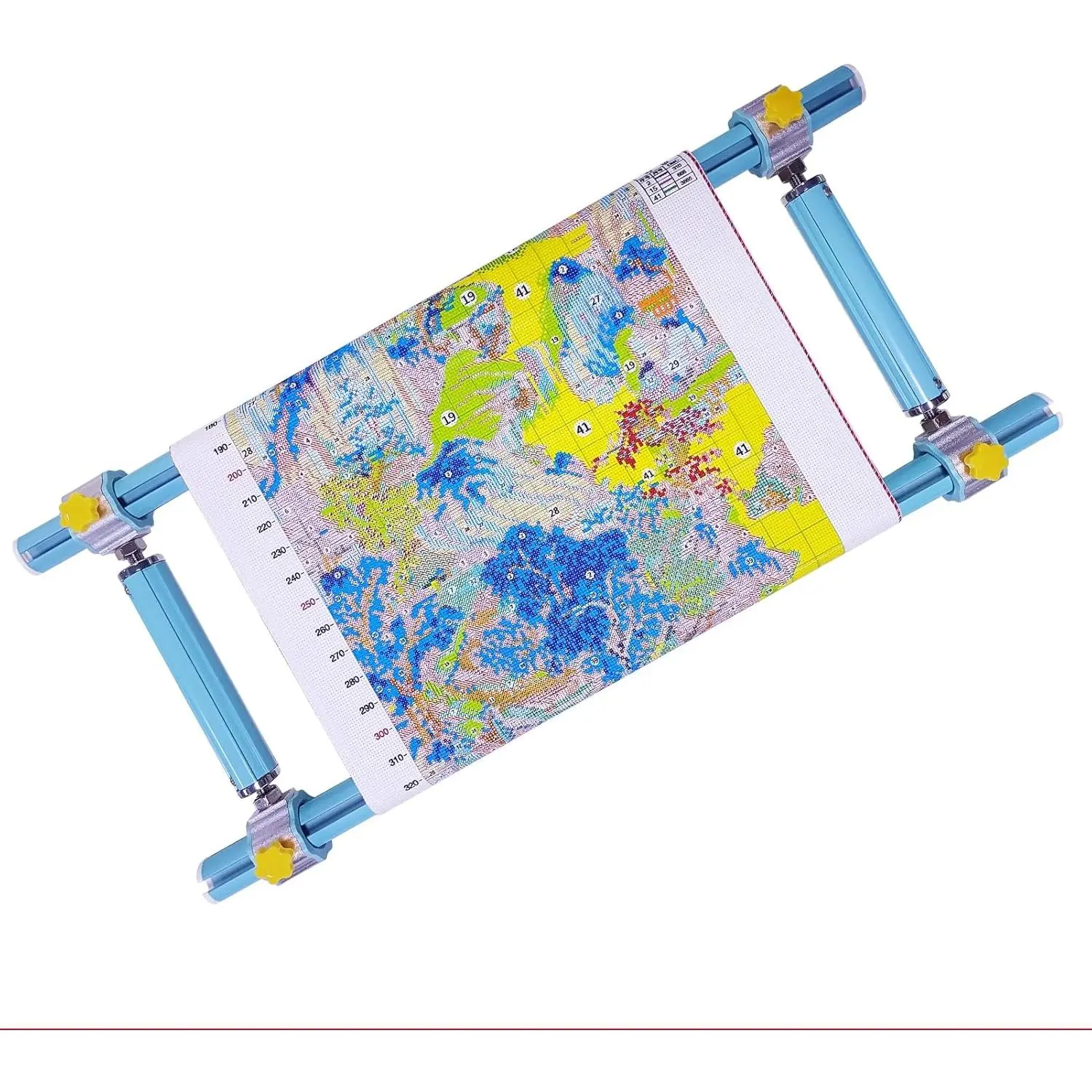 Couple Embroidery Art Blue 23.62in (60CM) 4-Slot Cross Bar 15CM Adjustable Side Bars Sliding Cross Stitch Frame -  2.8CM Diameter Aluminum Alloy 4-Slot Extra Thick Scroll with Adjustable Width and Length for Cross Stitch Needlepoint Quilting Universal