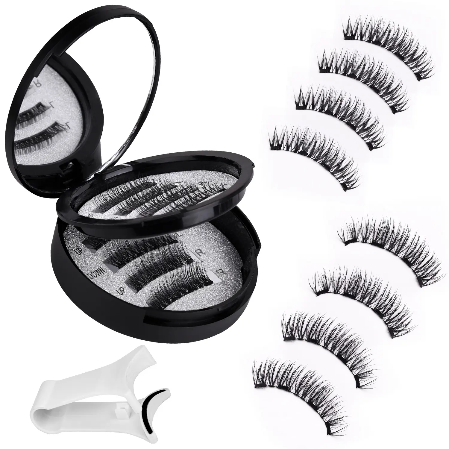 Magnetic Eyelashes Kit - Spiky Eyelash Clusters with Applicator Eyelash Curlers & Eyebrow Kit Glue-Free Waterproof Lightweight lashes