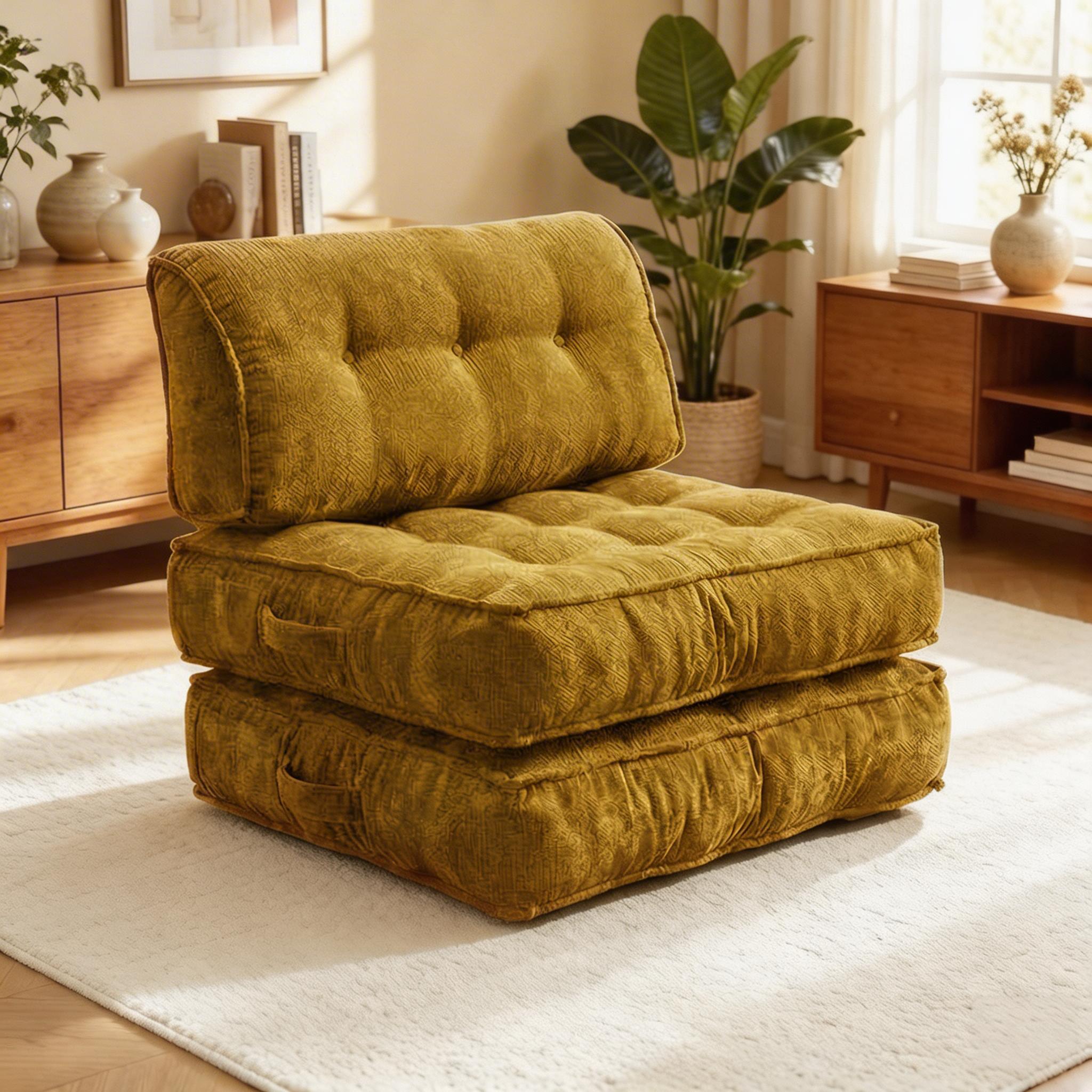 Chenille Small Space Convertible Sofa Bed, 2-in-1 Folding Floor Sleeper, No Assembly Space Saving Couch for Living Room Bedroom Apartment Dorm Guest Room Boneless Chaise Plush Modern furniture sectional Modular