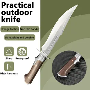 Fixed Blade Utility Knife with Wooden Handle & Protective Sheath, Sharp Stainless Steel Knife for Outdoor & Kitchen Use
