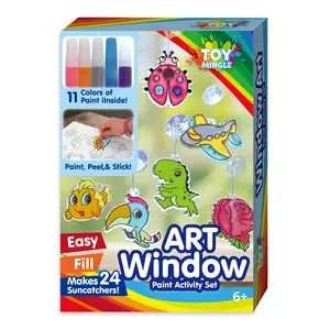 Kids’ Festive Glow Window Art Suncatcher Kit 11 Vivid Paints, 24 Whimsical Designs, Perfect for Christmas, Halloween, Birthdays 6+ Magical Craft Set for Dazzling Holiday Decor & Unique Gifts, Paint, Peel & Stick Joy!