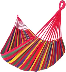 Hammock Outdoor Cotton Hammock Multi-Load Capacity Portable Hammock up to 400 lbs with Carrying Bag For Deck Garden Camping Red Stripes for Camping Outdoor/Indoor Patio Backyard