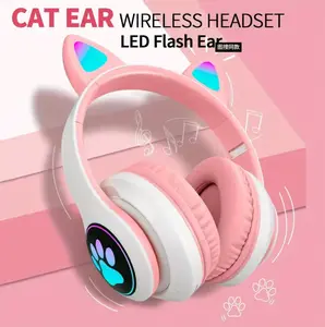 Cat Ear RGB Wireless Gaming Headset - 50mm Drivers, Bluetooth 5.3, 40H Play Time, Noise Canceling Microphone, Stereo Sound, Cat Ear LED Illumination, Headband Noise Canceling