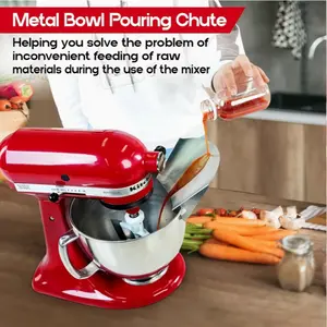 1pc/2pc Stainless Steel Pouring Shield for KitchenAid 4.5-5 Qt Mixer Bowl - Spill Prevention Pouring Shield with Groove Design for Drip-Free Mixing, Baking & Food Prep