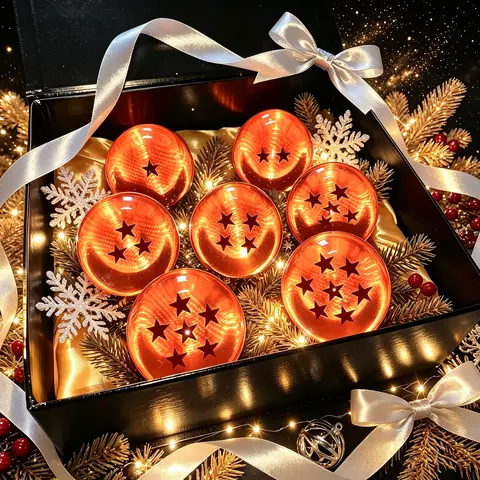DLDA DBZ 7-Pcs Oversized 7.6cm Crystal Acrylic Sphere 7-Ball Display Set, Sturdy Build Premium Home Decor Orbs with Luxury Gift Box, Ideal for DBZ Fans, Anime-Themed Events, Anniversaries