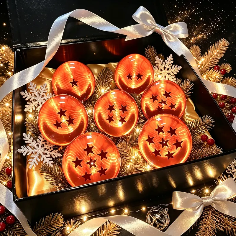 DLDA DBZ 7-Pcs Oversized 7.6cm Crystal Acrylic Sphere 7-Ball Display Set, Sturdy Build Premium Home Decor Orbs with Luxury Gift Box, Ideal for DBZ Fans, Anime-Themed Events, Anniversaries