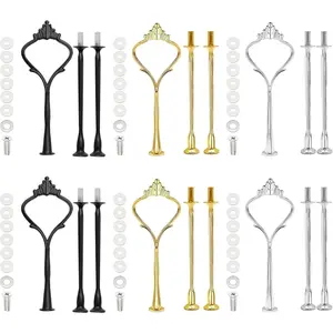 6 Sets 3 Tier Cake Stand Hardware - Tiered Tray Plate Hardware Kit Heavy Metal Cake Fruit  Plate Stand Fitting Stacking Kit for Serving Dessert Cupcake Dish