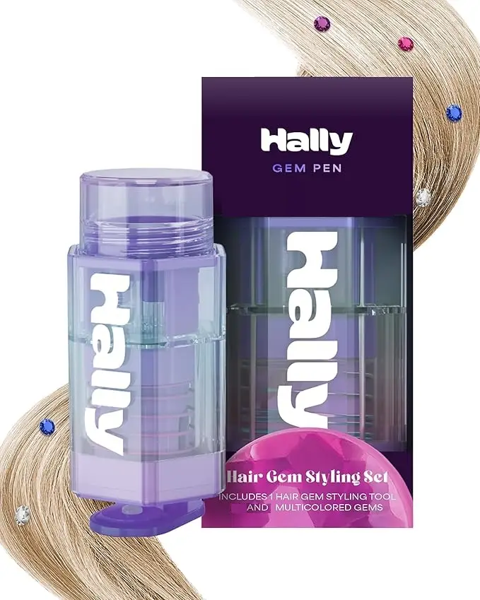 Gem Pen - Hair Gem Styling Set - Includes Gem Pen Applicator + 60 Multicolored Gems - Hair Safe Adhesive - For All Hair Types/Styles