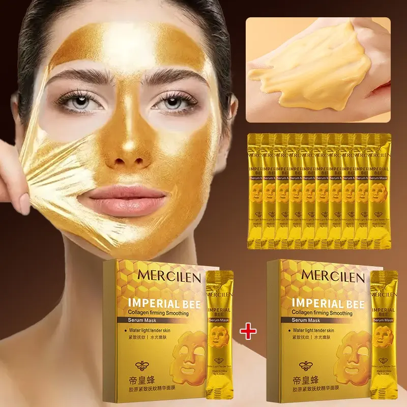 2 Boxes Mercilen Royal Bee Collagen Firming Essence Mask, Hydrating, Moisturizing, Tightening, Brightening, Travel Size, Unisex Skincare, Hydrate