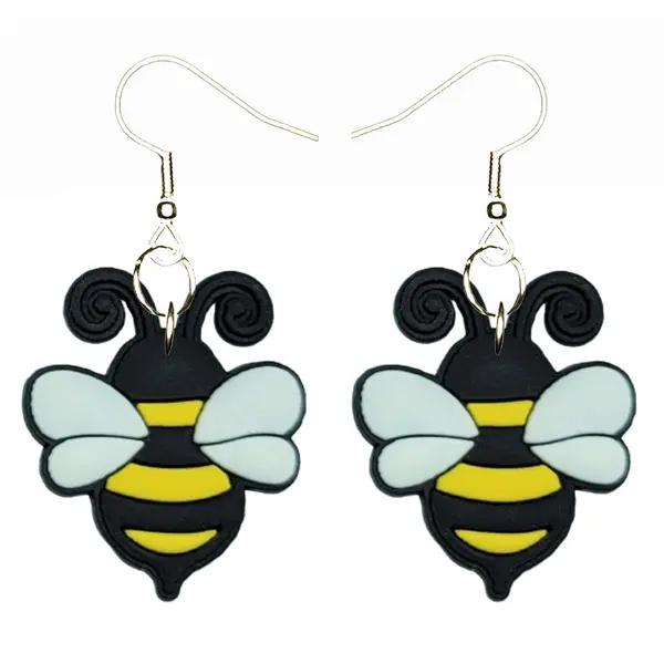 Bumblebee Earrings Hypoallergenic Silver Plated Fishhooks Yazzle Dazzle Bee Hive Honey Flower Pollen Wax Insect Sting Wasp Hornet Moth Fly Buzz