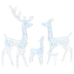vidaXL Reindeer Family, Acrylic Pre-Lit Christmas Lighting with 300 LEDs, Xmas Decoration for Indoor Outdoor, Holiday Ornament, Cold White 329794