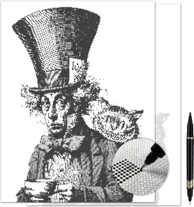 Mad Hatter Dot Painting Kit for Adults — 13×17 Canvas with Dual-Tip Marker