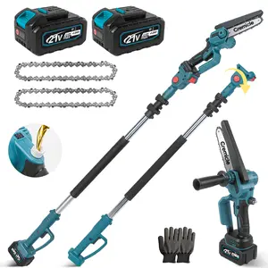 Cremicle 2 in 1 Cordless Pole Saw & 8'' Mini Chainsaw with 2 Batteries, Power Electric Polesaw for Tree Trimming, Chain Saw with Extension Pole, 16ft Reach, Limb Branch Cutter Pruner #SummerVibes