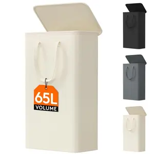 <65L> Large Capacity Foldable Laundry Basket, Space Saving Portable Clothes Storage Bin, Ideal for Bedroom, Dormitory, Laundry Room