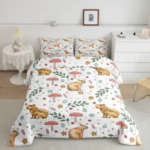 Feelyou Capybara Digital Print Comforter Set - Luxury 1-Piece Twin-Size Decorative Bedding Set, Stuffed Animal Themed, Machine-Washable for Animal Enthusiasts