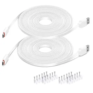 2Pack 20FT Flat Power Extension  for  Cam v4/v3/OG/v3 Pro, Blink Mini, Kasa Indoor, Blink Mini Pan, ,  Power Cord for  Camera (Not for WyzePan v3, Not Type-C)