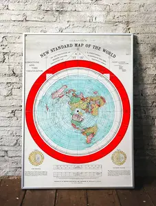 1892 Flat Earth Map New Standard Map of the World Unframed Print Poster Décor