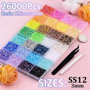 3 mm mixed resin synthetic diamond DIY synthetic diamond glitter kit, suitable for DIY crafts, clothing, and nail supplies