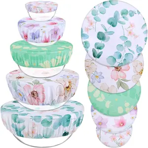 5 Pieces 5 Size Bowl Covers Reusable, Elastic Cloth Fabric Bowl Covers for Bread Proofing Washable for Food Storage Fruits Leftover
