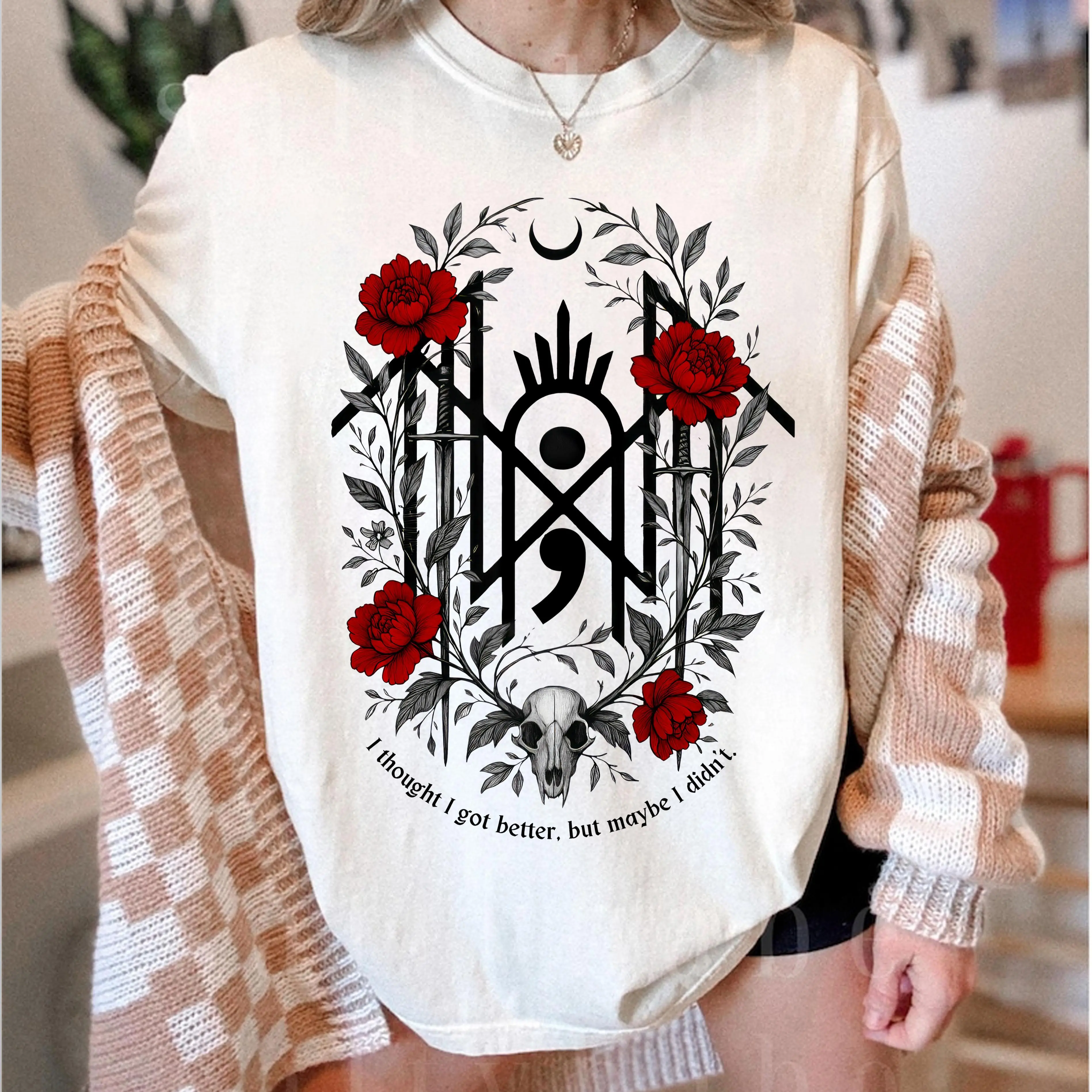 Women's Retro Sleep Token Floral Graphic Cotton T-Shirt - Comfortable, Breathable Short-Sleeves Round Neck Casual Top, 2025 Tour Concert Fan Gift, Women's Clothes