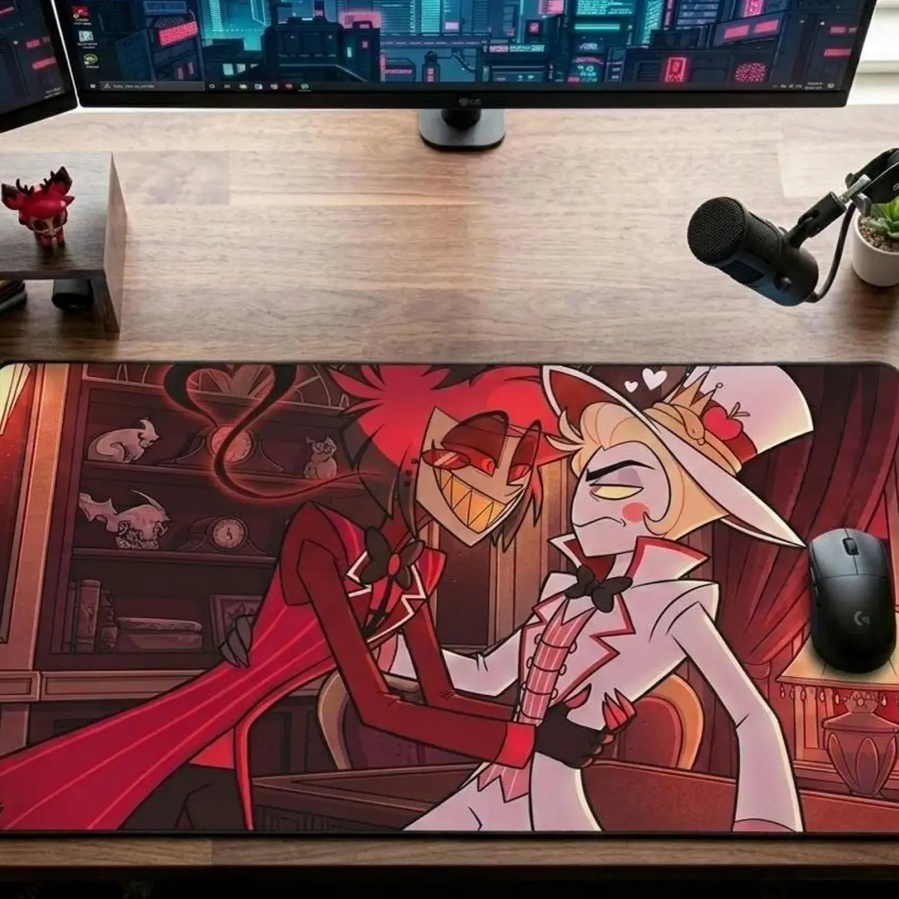 RadioApple Desk Mat, Hazbin Hotel Alastor and Lucifer Gaming Mousepad, Hazbin Hotel Large Extended Mouse Mat, Cute Fan Art Keyboard Mat