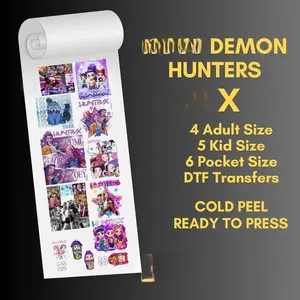 Demon Hunters X K-Pop DTF Gang Sheet - 4 Adult 5 Kid 6 Pocket Sizes Cold Peel Ready to Press Transfers