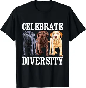 100% Cotton Unisex Celebrate Diversity - Labrador Retriever Dog Lover T-Shirt