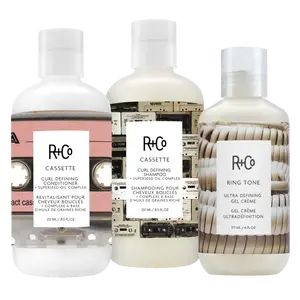 R+Co CURL CARE Kit - CASSETTE Curl Defining Shampoo & Conditioner with Superseed Oil Complex & FREE RING TONE Ultra Defining Gel Crème for Frizz Control and Shine