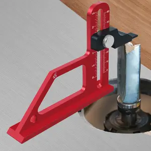 Adjustable Table Saw Depth Gauge, 0-60mm Router Table Height Gauge, Aluminum Alloy Measuring Gauge for Setting Up Blade Router Bits Height, T Square Ruler